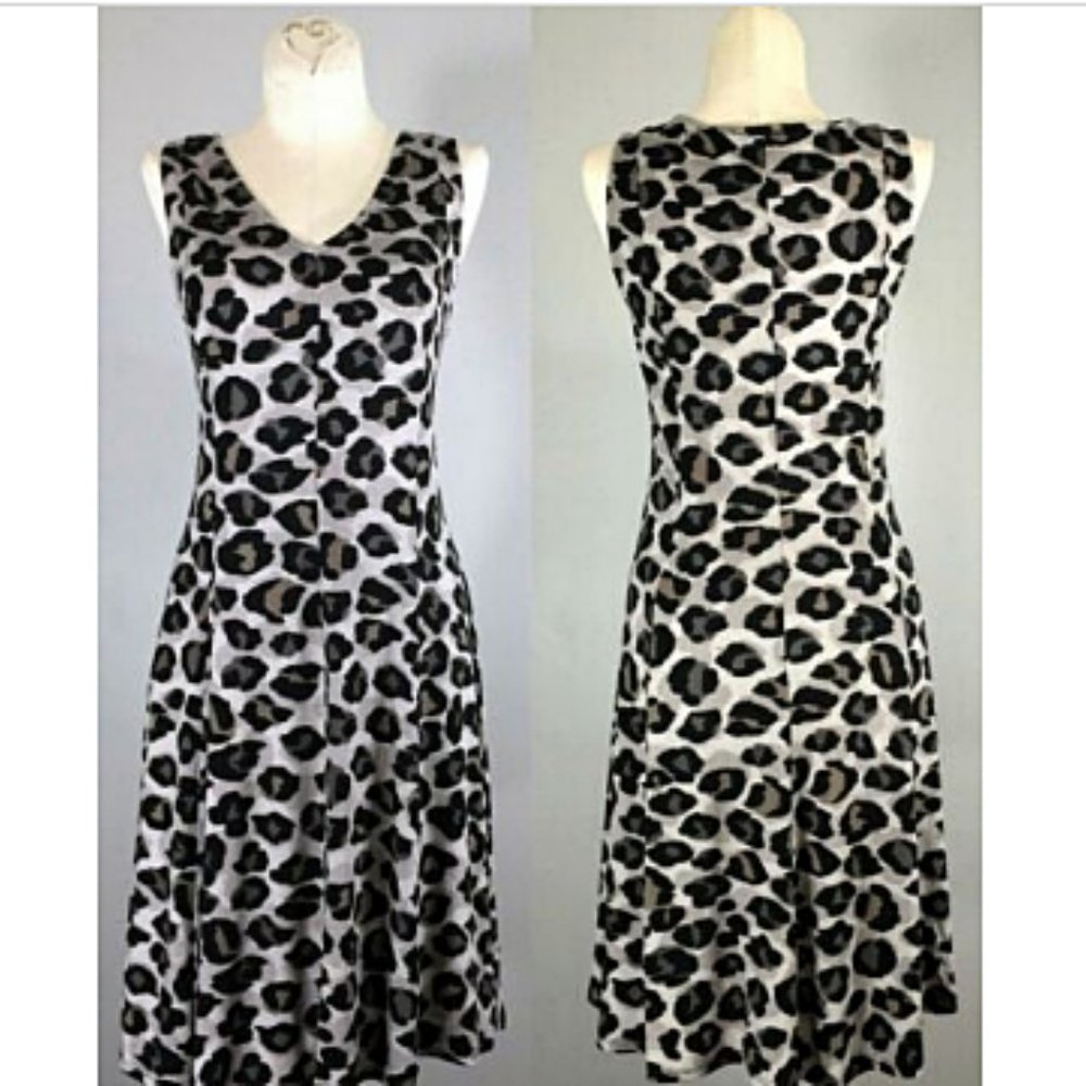NWT Premise Leopard Print Dress S Womens  Sleeveless V-Neck Fit & Flare NEW $78